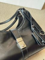 Prada Sound Bags Underarm Bag | Silver Hardware, Distressed Leather, Generous Capacity - Image 5