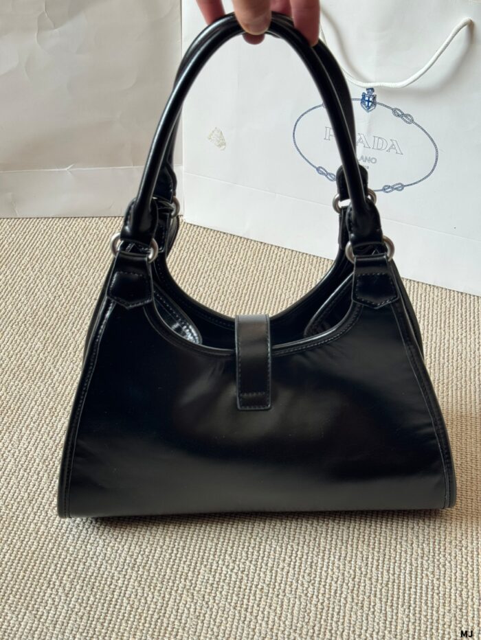 Prada Sound Bags Underarm Bag | Silver Hardware, Distressed Leather, Generous Capacity - Image 6
