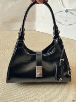 Prada Sound Bags Underarm Bag | Silver Hardware, Distressed Leather, Generous Capacity - Image 10