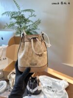 Coach Dempsey Mini Bucket Bag With Wide Shoulder Strap, Handle & Crossbody Option, Drawstring Closure - Image 4