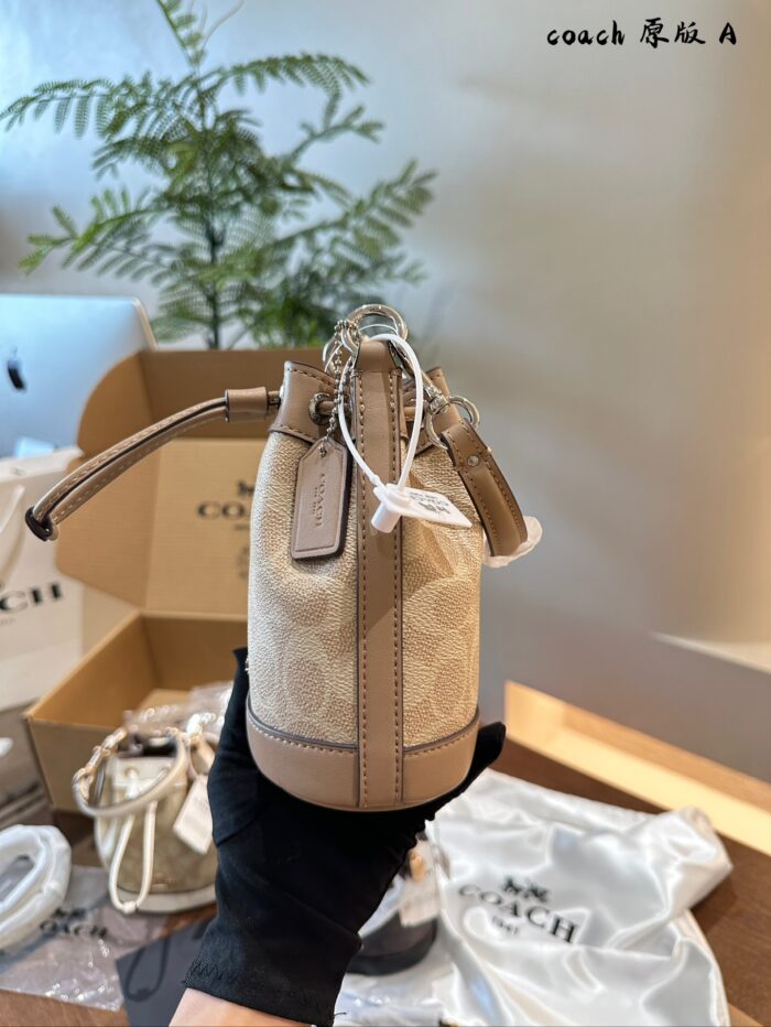 Coach Dempsey Mini Bucket Bag With Wide Shoulder Strap, Handle & Crossbody Option, Drawstring Closure - Image 5