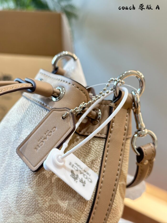 Coach Dempsey Mini Bucket Bag With Wide Shoulder Strap, Handle & Crossbody Option, Drawstring Closure - Image 6