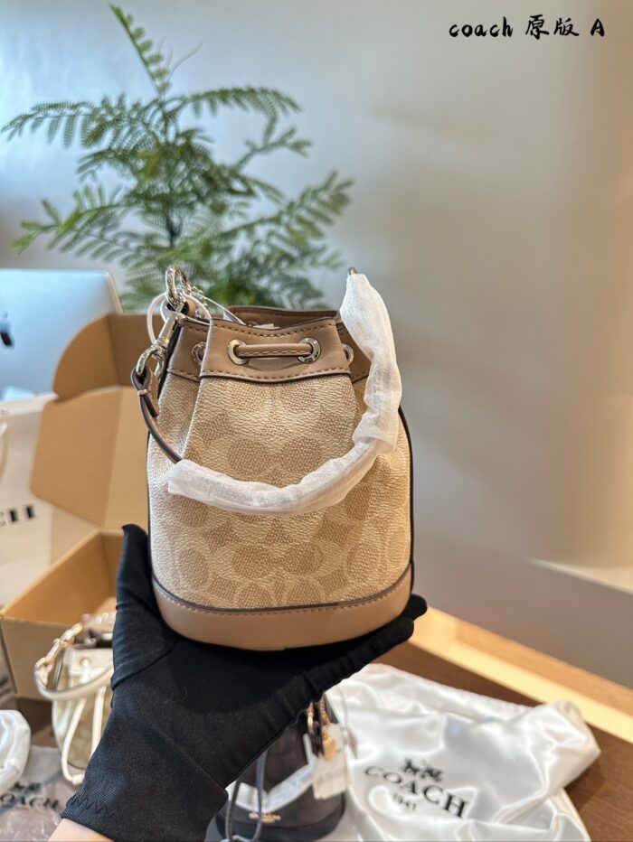 Coach Dempsey Mini Bucket Bag With Wide Shoulder Strap, Handle & Crossbody Option, Drawstring Closure - Image 7