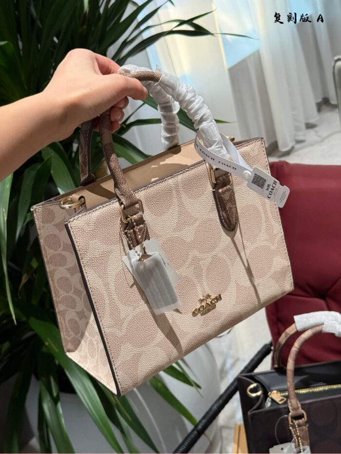 Coach Maggie Collection Tote 25 Small Size Dark Brown Canvas Multiple Carrying Options Ample Storage Capacity - Image 5