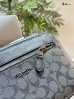 Coach Men'S Crossbody Shoulder Sports Camera Compact Square Bag Black-Grey Logo Multiple Compartments Ample Capacity - Image 3