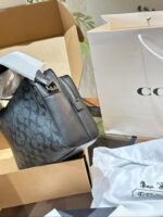 Coach Men'S Crossbody Shoulder Sports Camera Compact Square Bag Black-Grey Logo Multiple Compartments Ample Capacity - Image 4