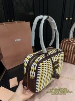 Miu Miu Woven Handle Bag Contrasting Colour Charm Casual, Holiday, Shopping - Image 3