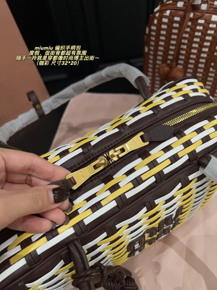 Miu Miu Woven Handle Bag Contrasting Colour Charm Casual, Holiday, Shopping - Image 5