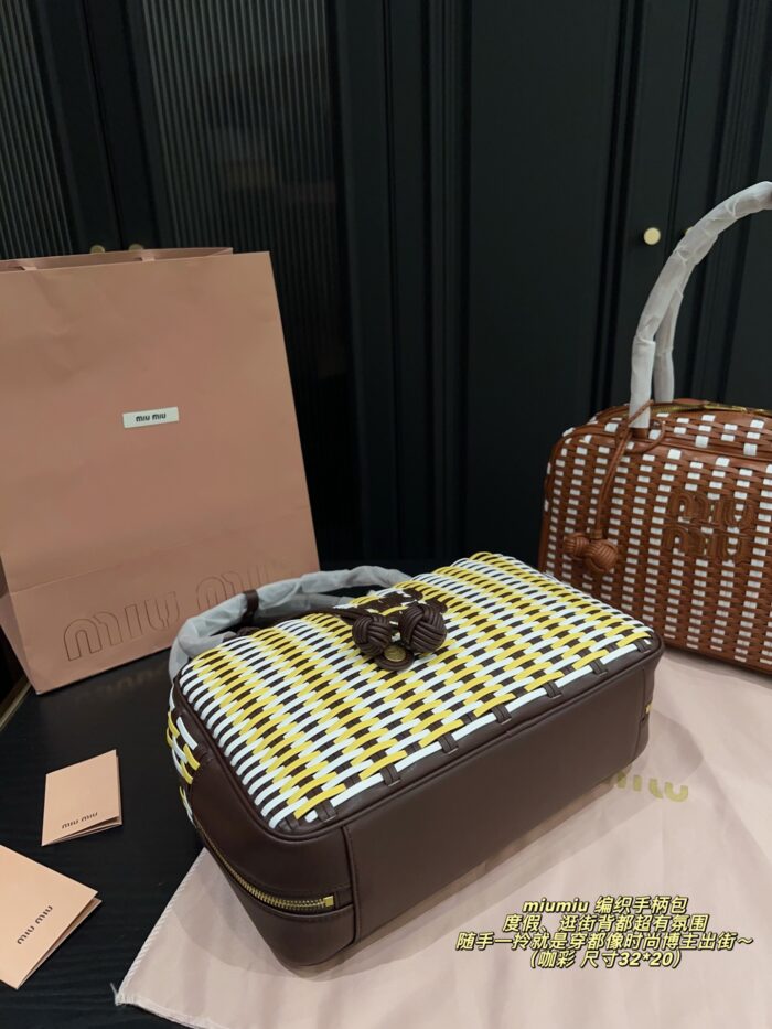 Miu Miu Woven Handle Bag Contrasting Colour Charm Casual, Holiday, Shopping - Image 7