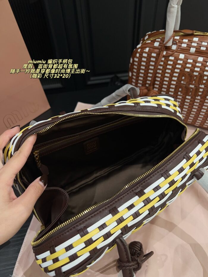 Miu Miu Woven Handle Bag Contrasting Colour Charm Casual, Holiday, Shopping - Image 9