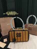 Miu Miu Woven Handle Bag Contrasting Colour Charm Casual, Holiday, Shopping - Image 11