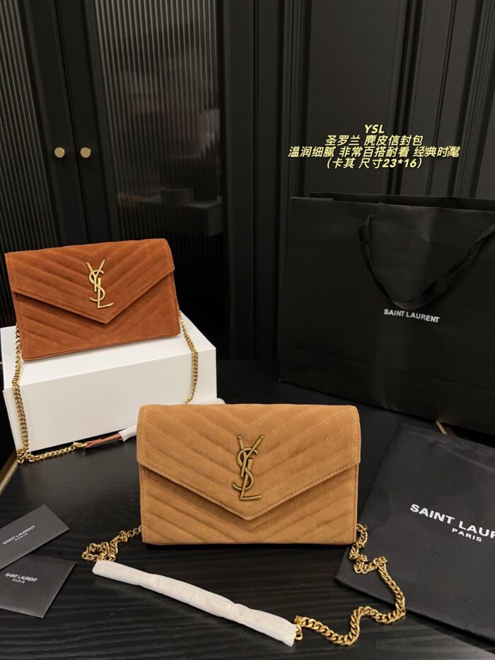 Yves Saint Laurent Suede Envelope Bag Soft And Refined, Versatile And Timeless - Image 1