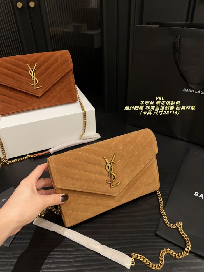 Yves Saint Laurent Suede Envelope Bag Soft And Refined, Versatile And Timeless - Image 9