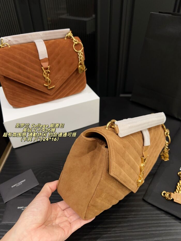 Yves Saint Laurent College Suede Messenger Bag Retro Elegance For Work, Leisure, And Versatile Styling - Image 4