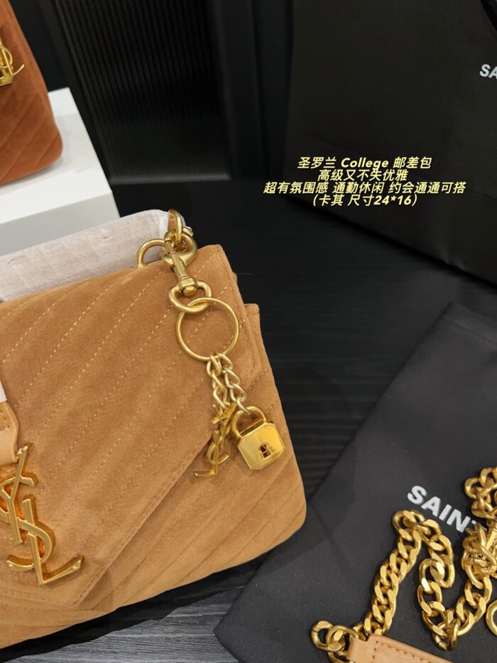 Yves Saint Laurent College Suede Messenger Bag Retro Elegance For Work, Leisure, And Versatile Styling - Image 8