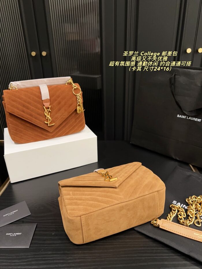 Yves Saint Laurent College Suede Messenger Bag Retro Elegance For Work, Leisure, And Versatile Styling - Image 9