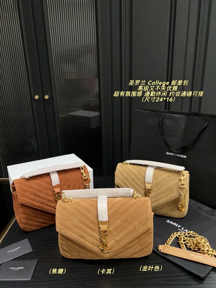 Yves Saint Laurent College Suede Messenger Bag Retro Elegance For Work, Leisure, And Versatile Styling - Image 10