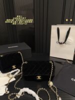 Chanel Velvet Diamond Ball Square Pouch Red Velvet Sparkling Diamond Double Ball Vintage Elegant Handbag - Image 2