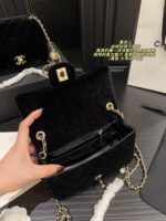 Chanel Velvet Diamond Ball Square Pouch Red Velvet Sparkling Diamond Double Ball Vintage Elegant Handbag - Image 6