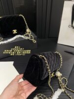 Chanel Velvet Diamond Ball Square Pouch Red Velvet Sparkling Diamond Double Ball Vintage Elegant Handbag - Image 7