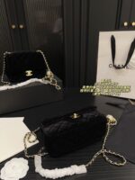 Chanel Velvet Diamond Ball Square Pouch Red Velvet Sparkling Diamond Double Ball Vintage Elegant Handbag - Image 9