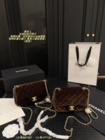 Chanel Velvet Diamond Ball Square Pouch Red Velvet Sparkling Diamond Double Ball Vintage Elegant Handbag - Image 13