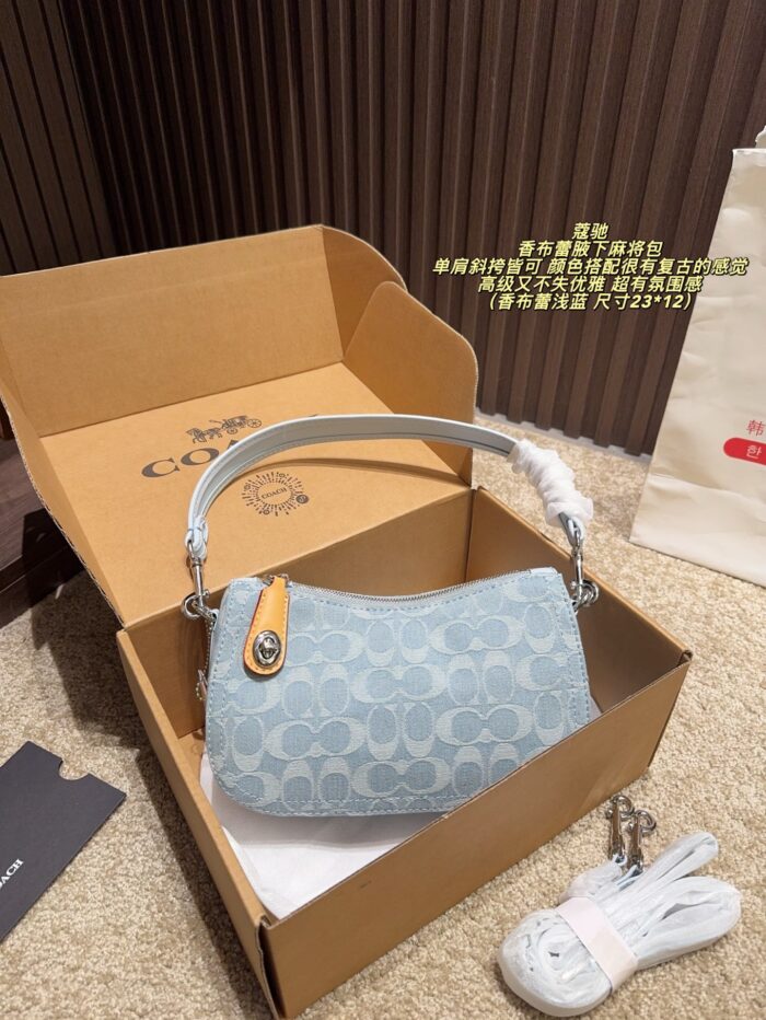 Coach Chambray Underarm Bag With Long Shoulder Strap Retro Elegance Single Shoulder Or Crossbody - Image 11