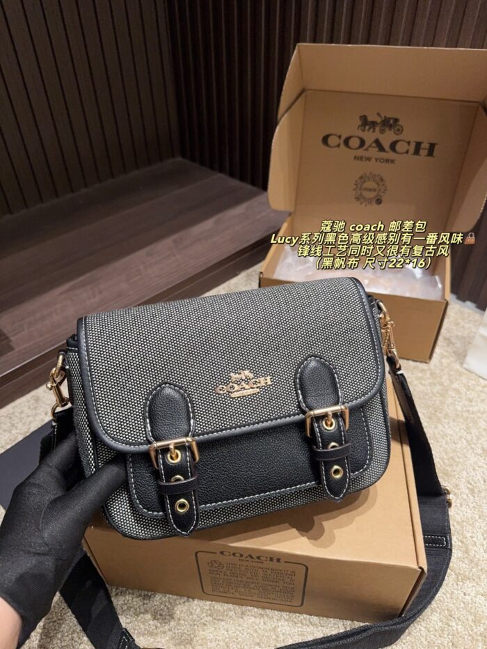 Coach Lucy Series Black Messenger Bag Genuine Leather Edging With Vintage-Inspired Sharp-Line Craftsmanship - Image 3