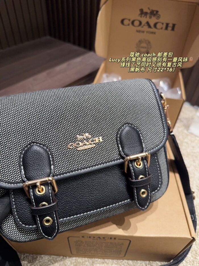 Coach Lucy Series Black Messenger Bag Genuine Leather Edging With Vintage-Inspired Sharp-Line Craftsmanship - Image 6