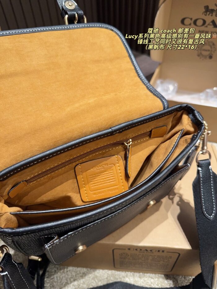 Coach Lucy Series Black Messenger Bag Genuine Leather Edging With Vintage-Inspired Sharp-Line Craftsmanship - Image 9