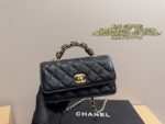 Chanel Handheld Accordion Bag Black Champagne Gold Multiple Compartments Long, Slim Silhouette - Image 2