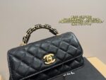 Chanel Handheld Accordion Bag Black Champagne Gold Multiple Compartments Long, Slim Silhouette - Image 6