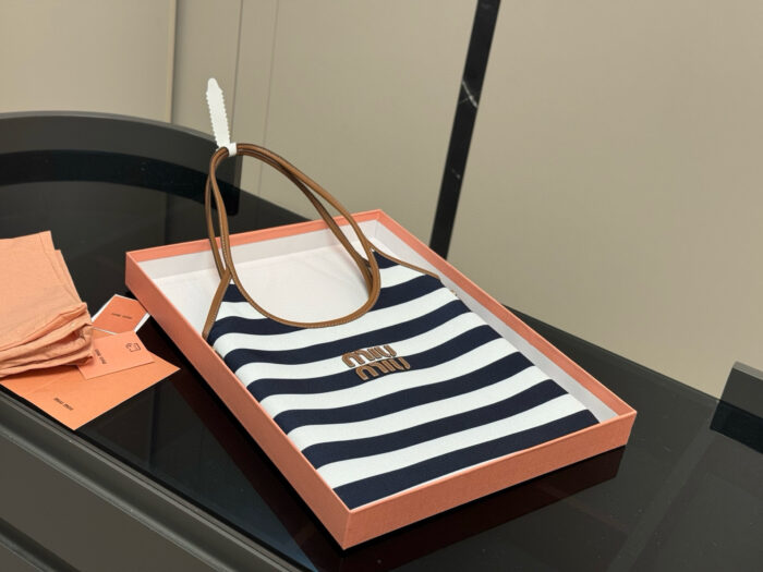 Miu Miu New Striped Tote Bag - Image 2