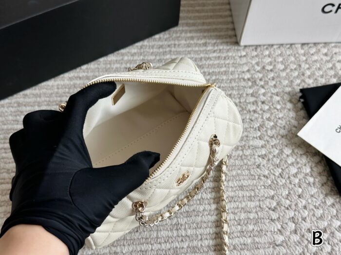 Chanel 25P Bowling Bag - Black With White Trim Boston Bag Carry Or Crossbody Comfortable And Durable Generous Capacity - Image 7