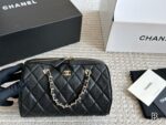 Chanel 25P Bowling Bag - Black With White Trim Boston Bag Carry Or Crossbody Comfortable And Durable Generous Capacity - Image 10