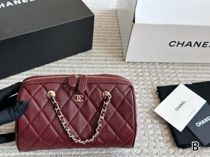 Chanel 25P Bowling Bag - Black With White Trim Boston Bag Carry Or Crossbody Comfortable And Durable Generous Capacity - Image 14