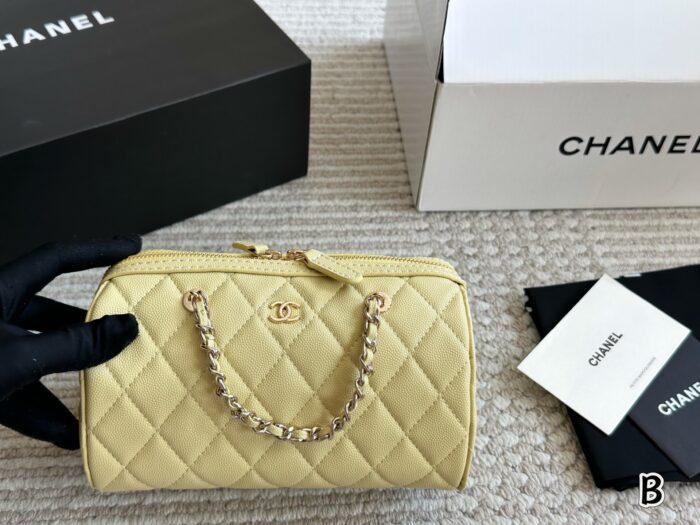 Chanel 25P Bowling Bag - Black With White Trim Boston Bag Carry Or Crossbody Comfortable And Durable Generous Capacity - Image 16