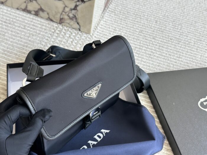 Prada 2022 Spring/Summer Collection Men'S Recycled Nylon Leather Crossbody Shoulder Bag - Image 3