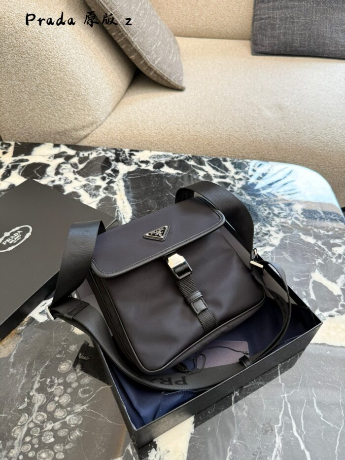 Prada 2022 Spring/Summer Collection Men'S Recycled Nylon Leather Crossbody Shoulder Bag - Image 2
