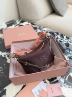 Miu Miu Burgundy Lunch Bag With Chain Detail - Image 2