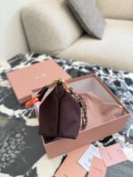 Miu Miu Burgundy Lunch Bag With Chain Detail - Image 3