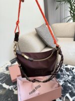 Miu Miu Burgundy Lunch Bag With Chain Detail - Image 4