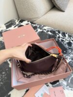 Miu Miu Burgundy Lunch Bag With Chain Detail - Image 6