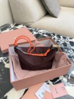 Miu Miu Burgundy Lunch Bag With Chain Detail - Image 7