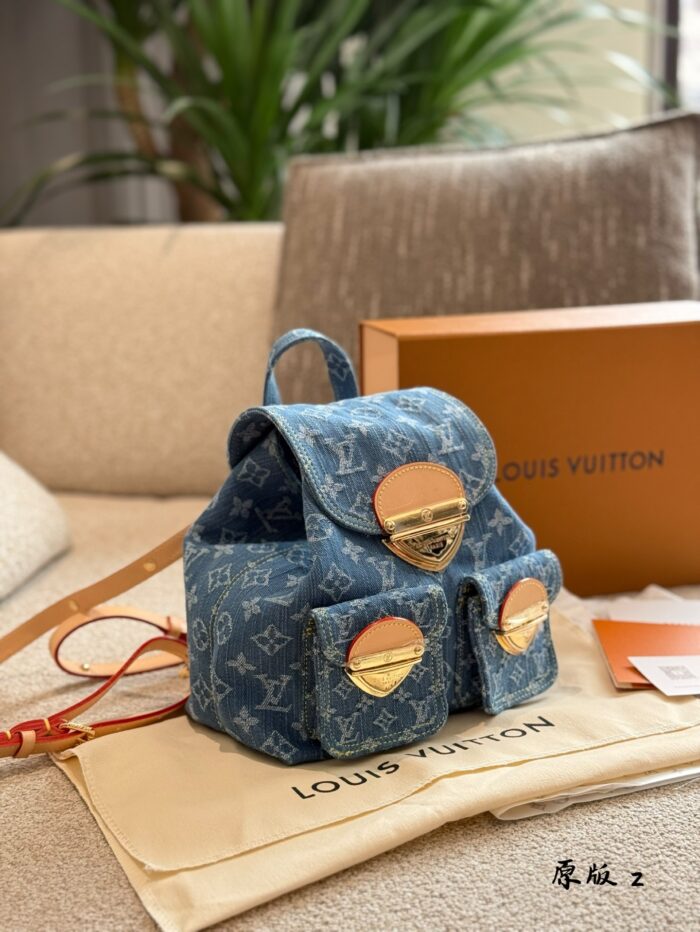 Louis Vuitton Monogram Denim Canvas Vintage Denim Backpack - Vintage Wash, Vvn Calfskin, Champagne-Coloured Hardware - Image 1