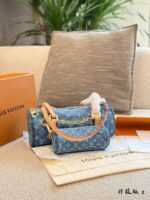 Louis Vuitton 24 Denim Monogram Babylone Mother-And-Child Shoulder Bag Lightweight And Spacious
