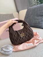 Miu Miu Small Hobo Bag Crumpled Lambskin With Suede Trim Luxuriously Soft Texture Stylish And Versatile