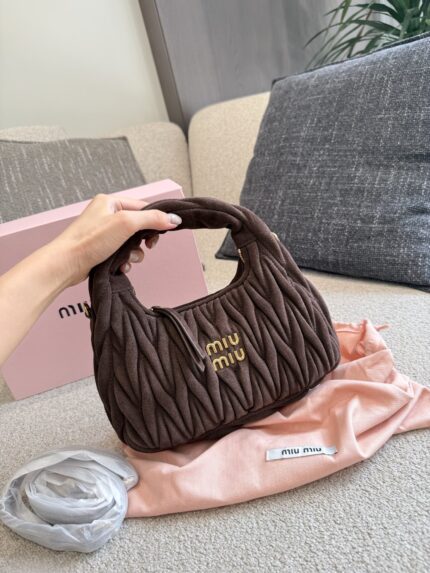 Miu Miu Small Hobo Bag Crumpled Lambskin With Suede Trim Luxuriously Soft Texture Stylish And Versatile