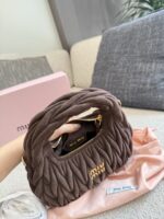 Miu Miu Small Hobo Bag Crumpled Lambskin With Suede Trim Luxuriously Soft Texture Stylish And Versatile - Image 2