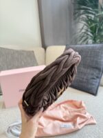Miu Miu Small Hobo Bag Crumpled Lambskin With Suede Trim Luxuriously Soft Texture Stylish And Versatile - Image 3